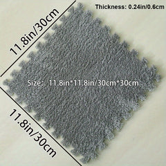 6pcs Interlocking Shaggy Soft Foam Mat Anti-slip Area Rugs