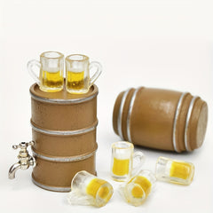 1:12 Scale Wooden Beer Barrel Set with Taps Realistic Dollhouse Accessories
