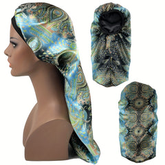Paisley Print Satin Bonnet Double Layer Sleeping Cap Long Hair Bonnets
