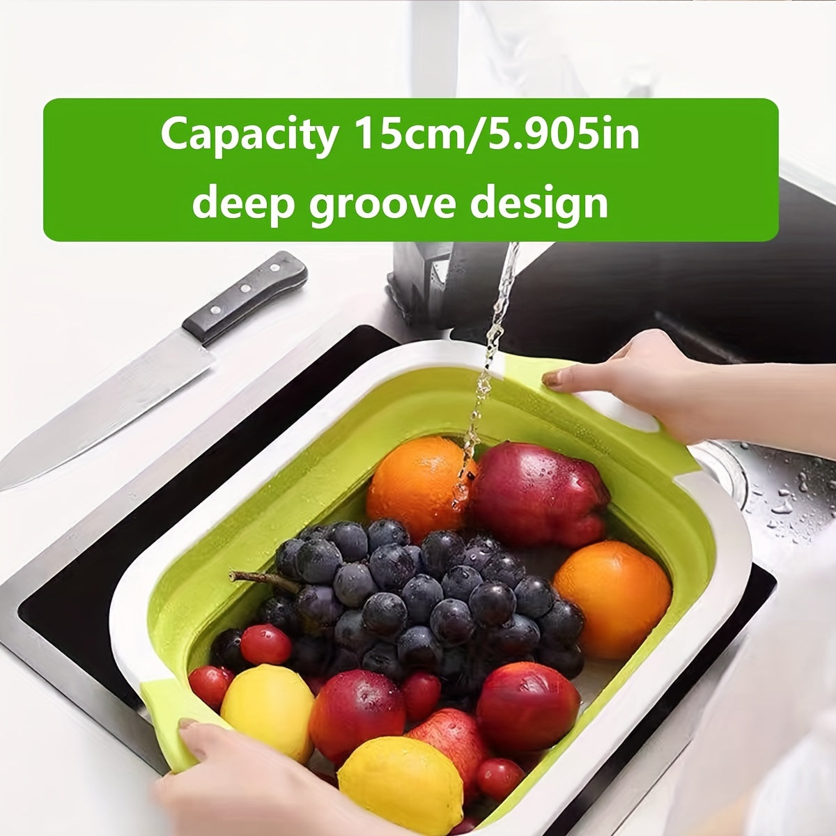 Folding Cutting Board with Sink Drain Basket