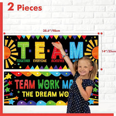 2pcs Teamwork & Motivational Classroom Banner Posters