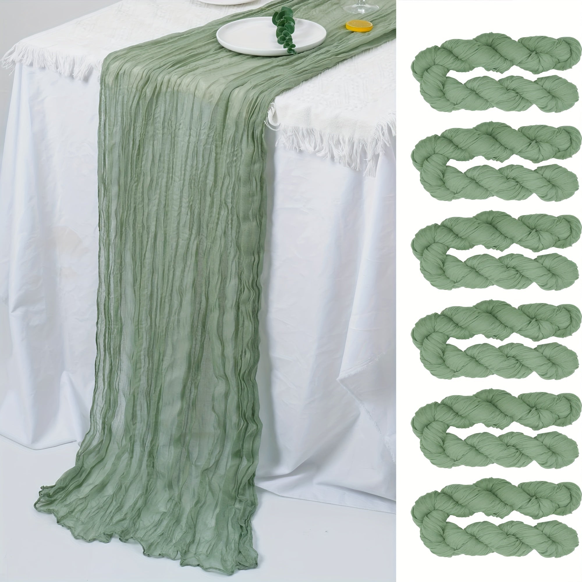 Boho Cheesecloth Table Runner for Wedding Bridal Shower Holiday