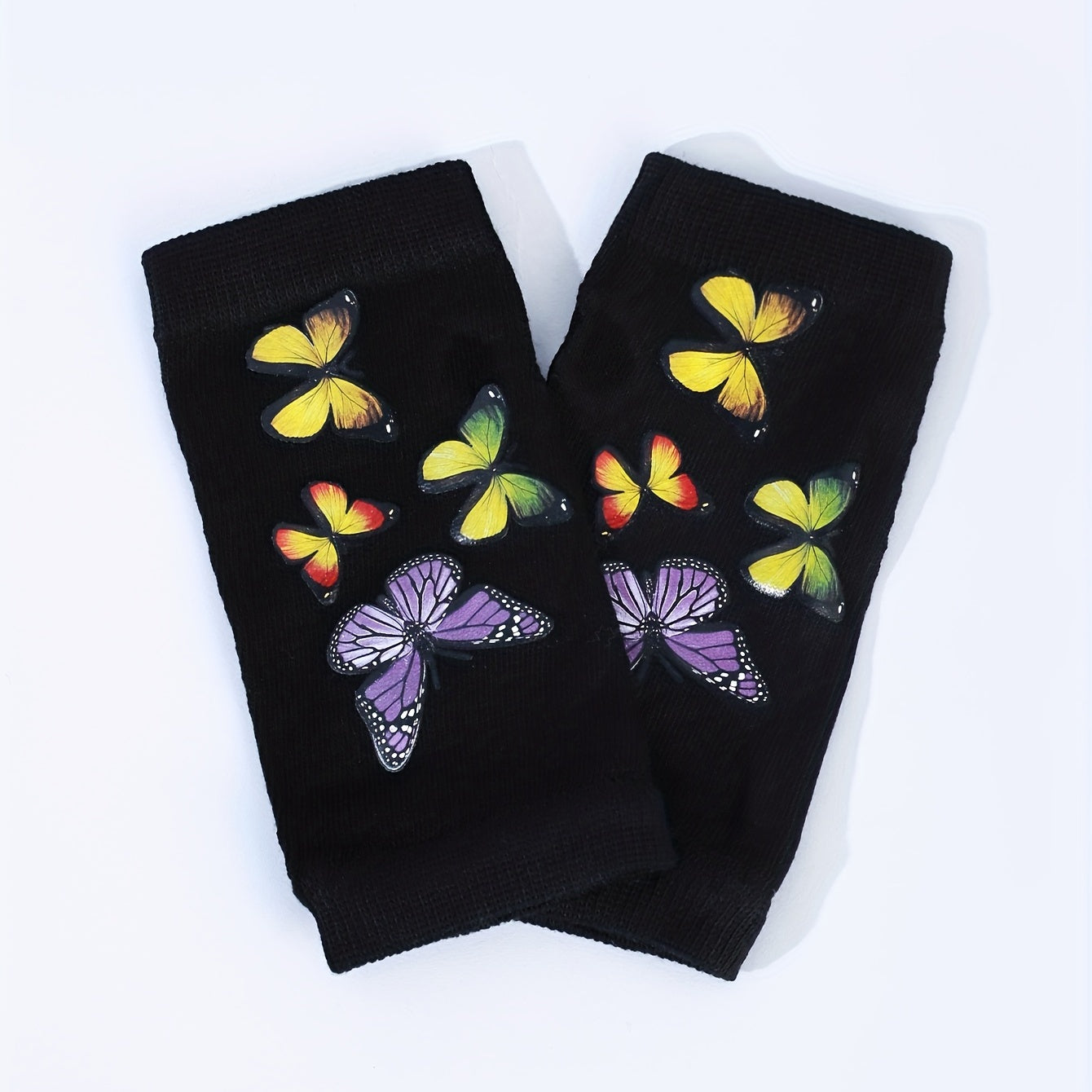 Colorful Butterfly Y2K Fingerless Gloves Hip Hop Knitted Gloves