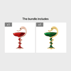 Snake Wine Cup Metal Drop Oil Brooch for Men