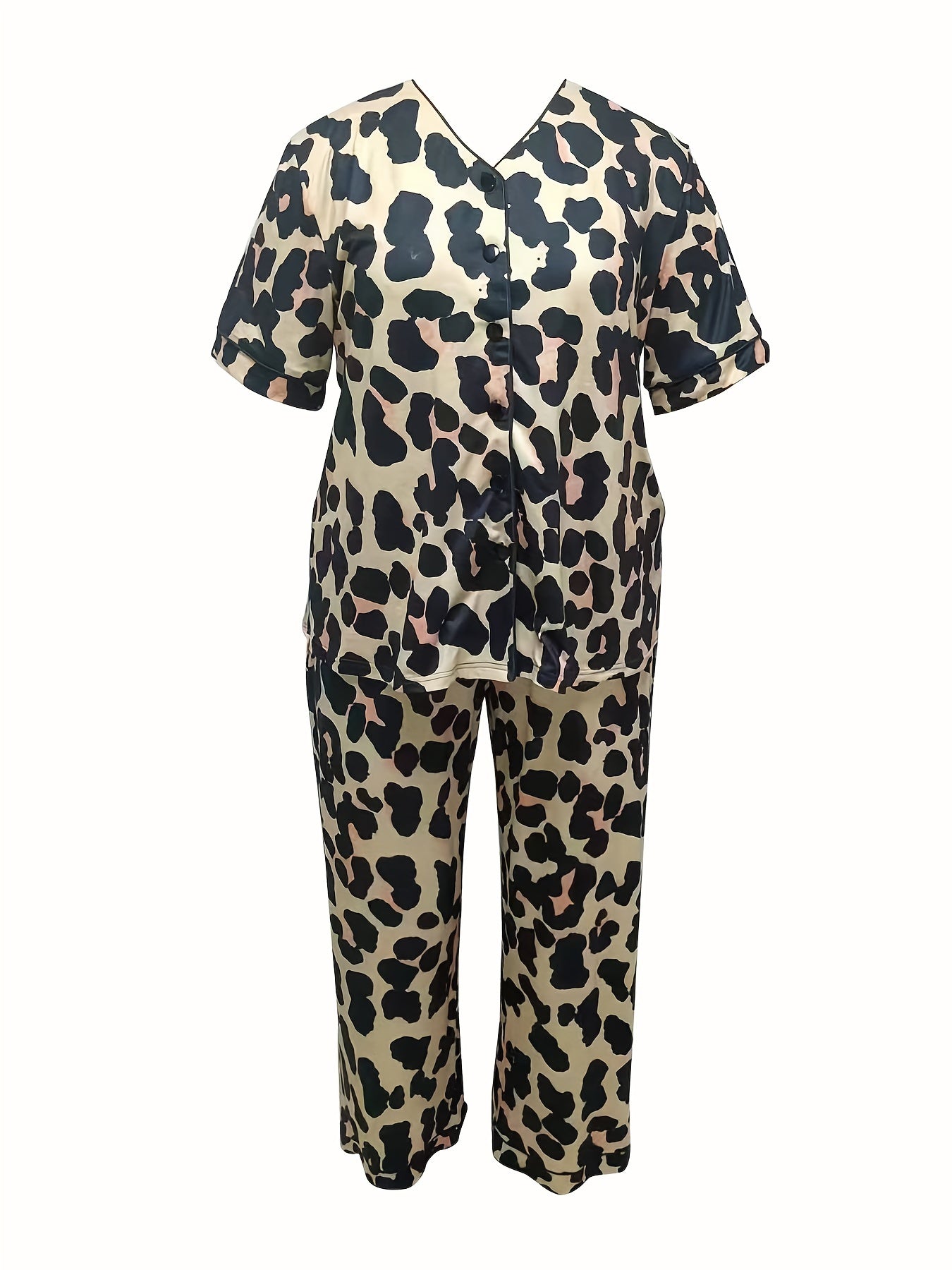  Leopard Print Shirt & Pants Pajama Set