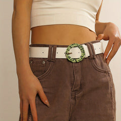  Stylish PU Leather Crocodile Pattern Embossed Belt for Women