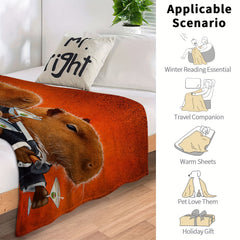 Funny Animal Pattern Flannel Blanket for Bedroom and Travel