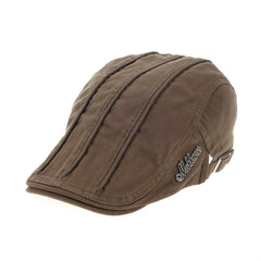 Men's Two-Headed Beret Hat Distressed Cotton Solid Peaked Cap