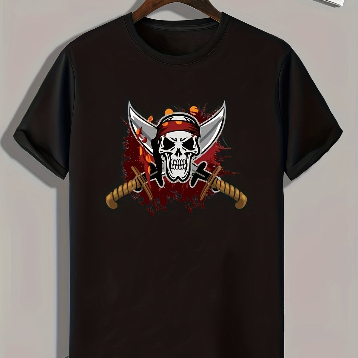 Skull Print Men's Sports T shirt Outdoor Fitness Tee