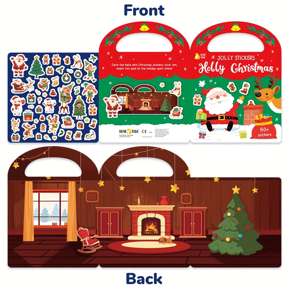 50 Christmas Stickers Waterproof Double Sided Santa Deer & Holiday Designs