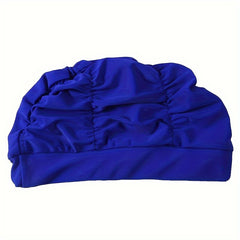 Solid Swimming Cap Pleated Shower Hat Long Hair Nylon Bathing Cap