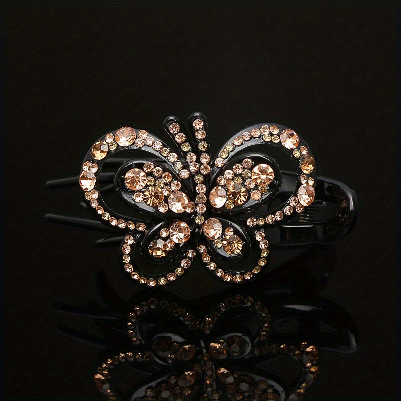 Colorful Hollow Butterfly Hair Clip Rhinestone Hairpin Headwear