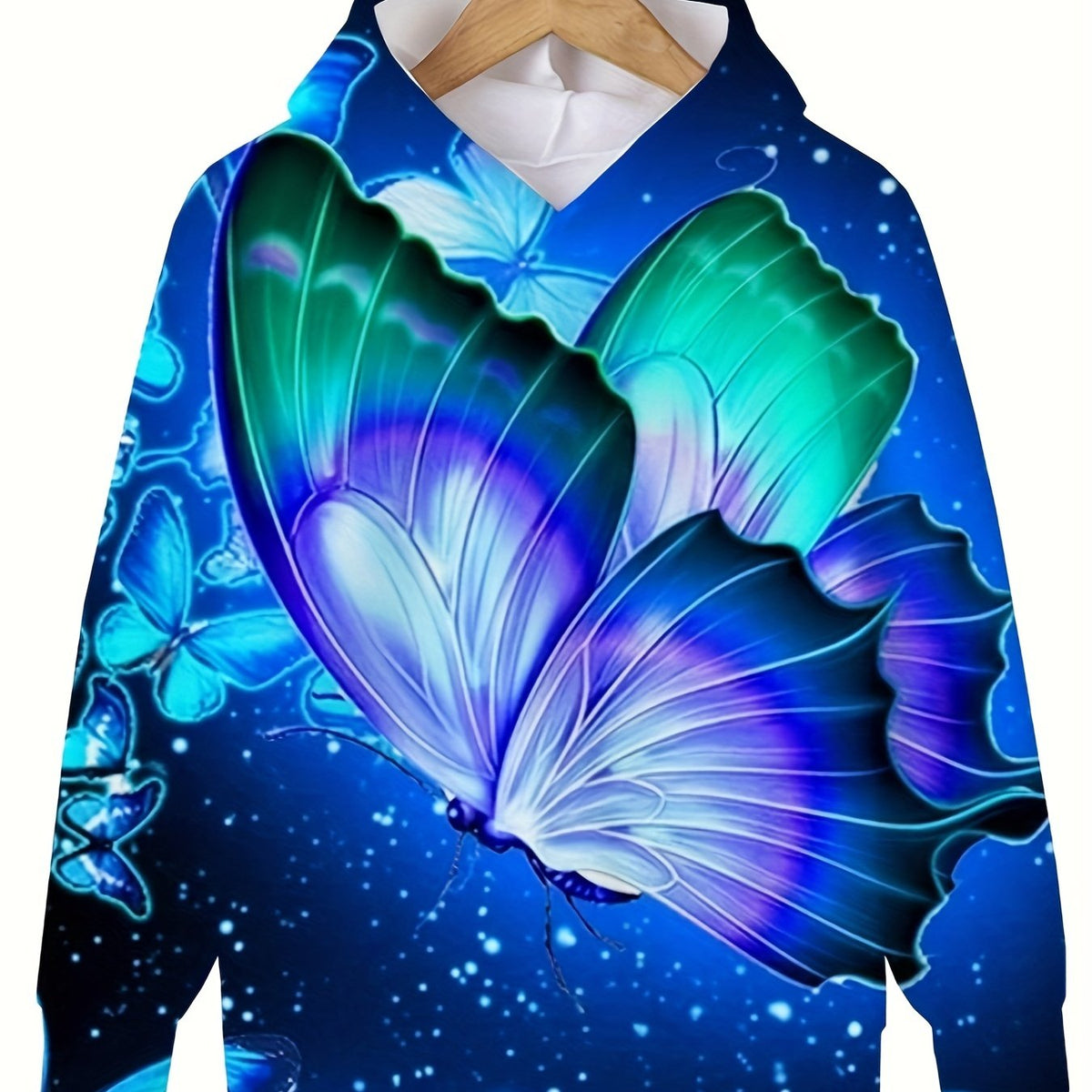 Night Butterfly Hooded Pullover for Boys and Girls
