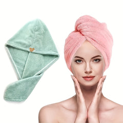 5pcs Hair Towel With Button Soft Hair Drying Cap Coral Fleece Hair Towel