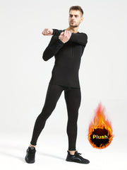 Men's Fleece Warm Compression Crew Neck Shirt & Pants Set