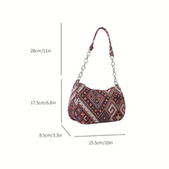 Vintage Ethnic Pattern Shoulderbag Zipper All Match Underarm Bag
