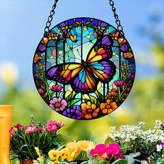 Plastic Butterfly Suncatcher Stained Glass Window Hanging