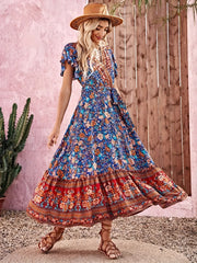 Women's Floral & Striped Maxi Dress