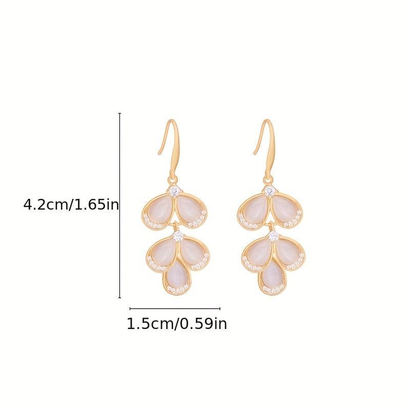 Opal Stone Petal Earrings Wedding Jewelry Accessories