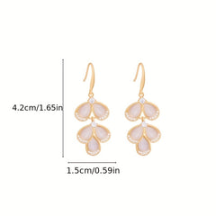Opal Stone Petal Earrings Wedding Jewelry Accessories