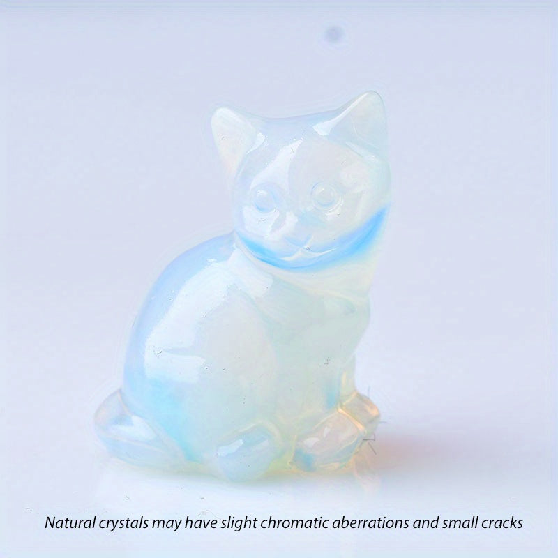 1pc Crystal Carved Cat Pocket Gift Healing Stone Moonsto