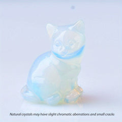 1pc Crystal Carved Cat Pocket Gift Healing Stone Moonsto