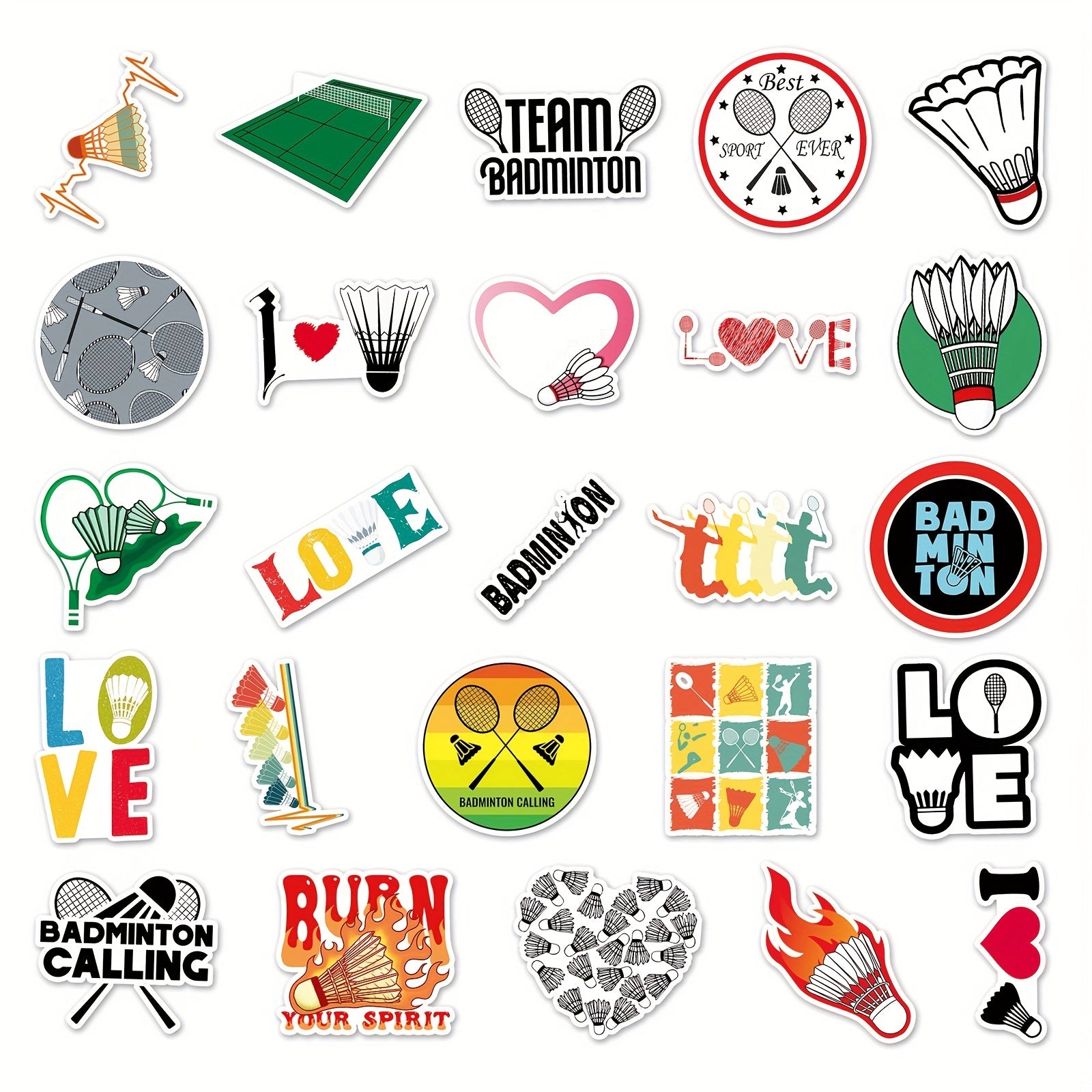 50pcs Badminton Graffiti Stickers DIY Waterproof Luggage Stickers