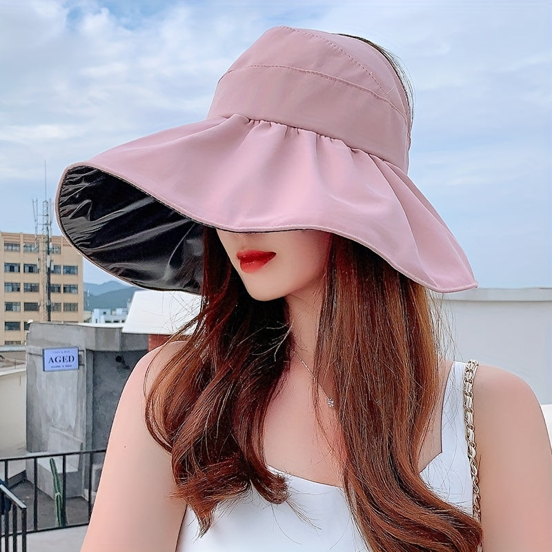 Candy Ponytail Visor Hat Wide Brim Beach Cap Shell Summer UV Protection