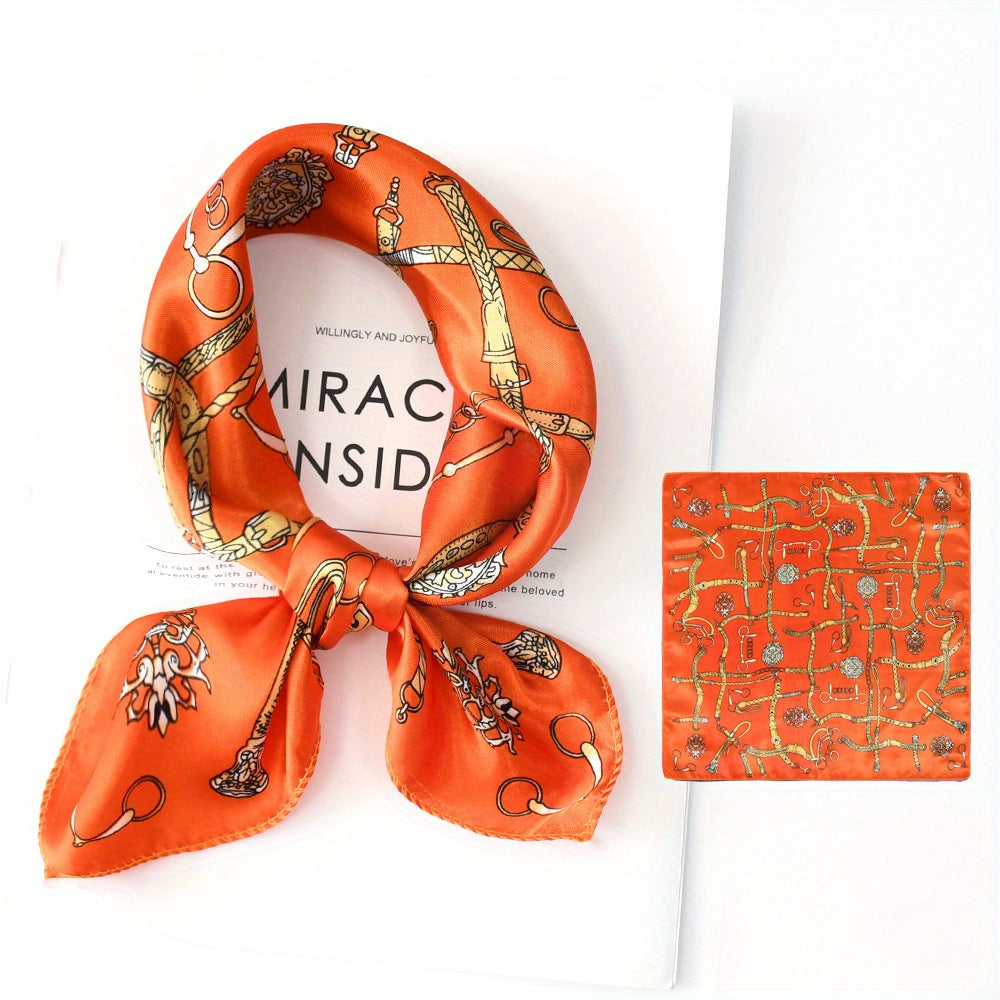 Flower Print Neckerchief Classic Shawl Silk Square Scarf Vintage Head Wrap