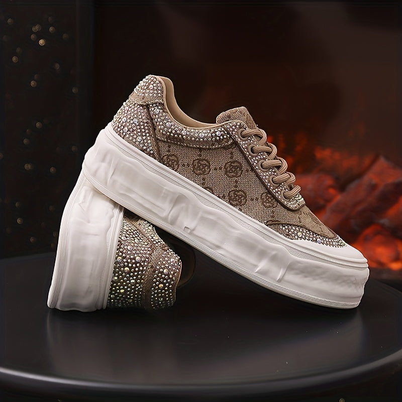 Women's Sequin Printed Thick Sole Sneakers Sport Shoes