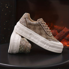 Women's Sequin Printed Thick Sole Sneakers Sport Shoes