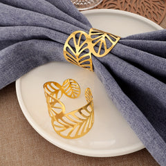 6pcs Leaf Napkin Ring Napkin Buckle For Wedding & Events