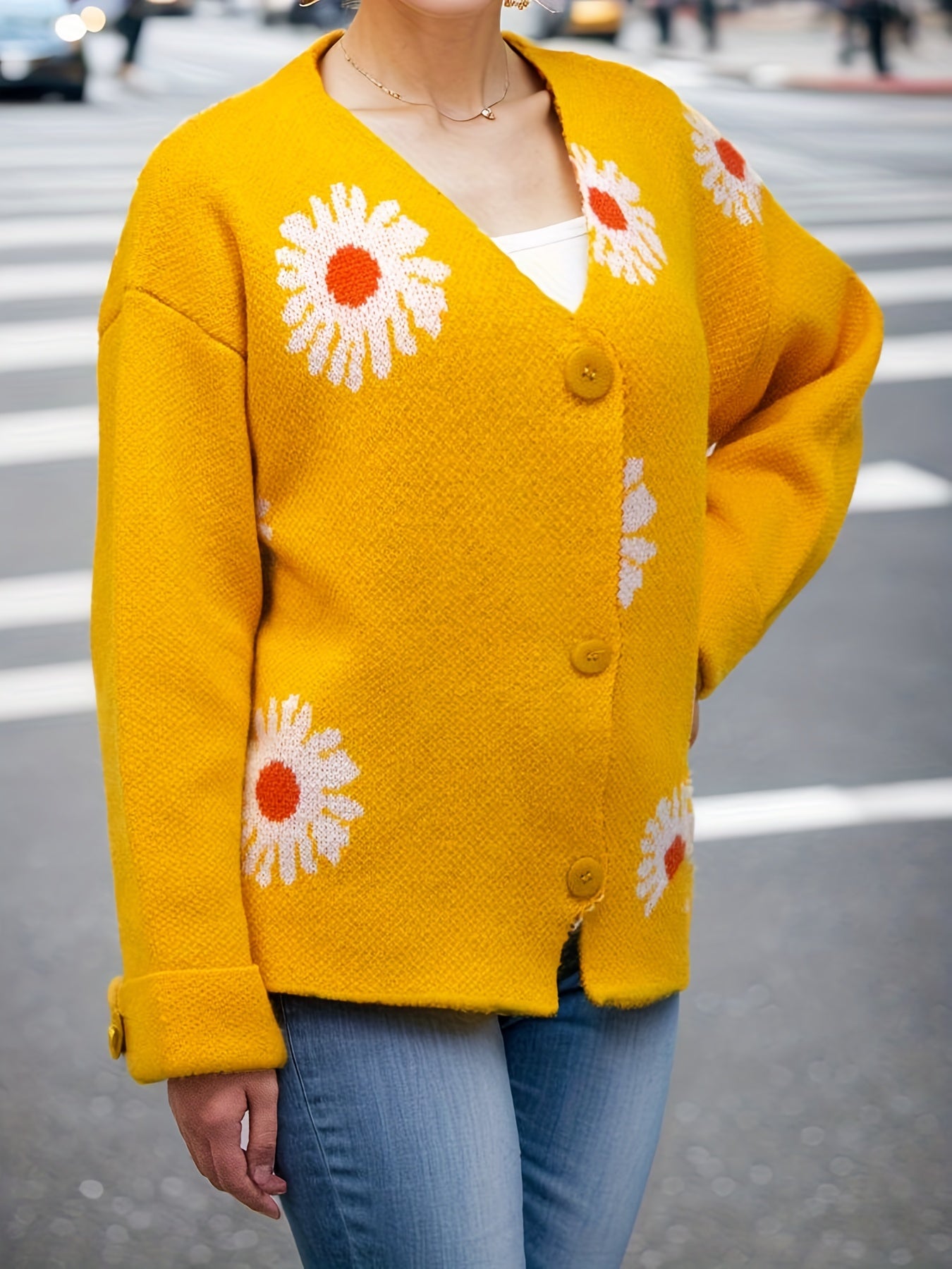  Floral Print Long Sleeve Cardigan