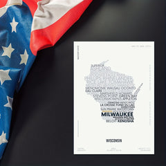 Wisconsin Letter Map Sticker - Kids Modern Font Art