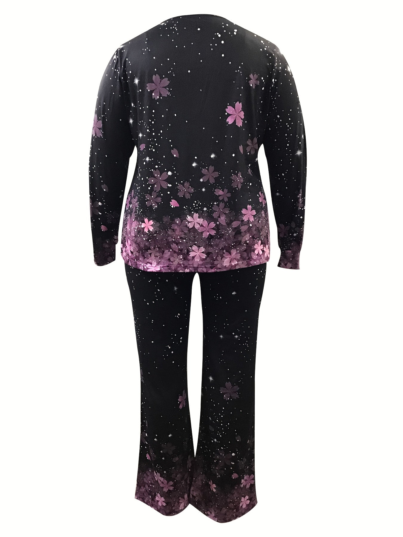  Sakura Print Long Sleeve Top & Pants Set