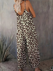  Leopard Print Cami Jumpsuit with Pockets