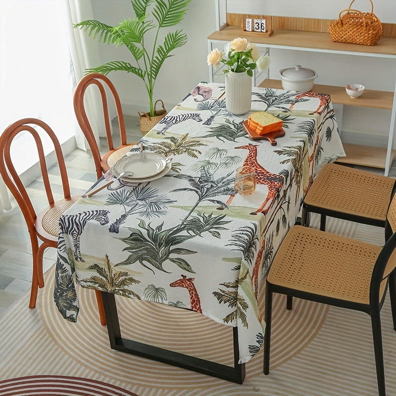 Tropical Prairie Animal Printed Tablecloth - Waterproof & Washable