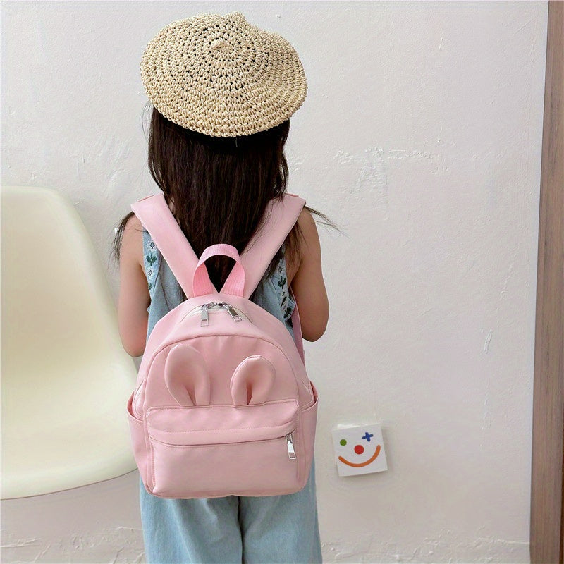 Girls Boys Pink Nylon Backpack Ear Kindergarten School Bag Travel Backpack
