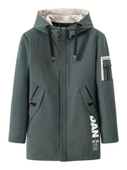 Men's Hooded Windbreaker Jacket Zip Up Coat