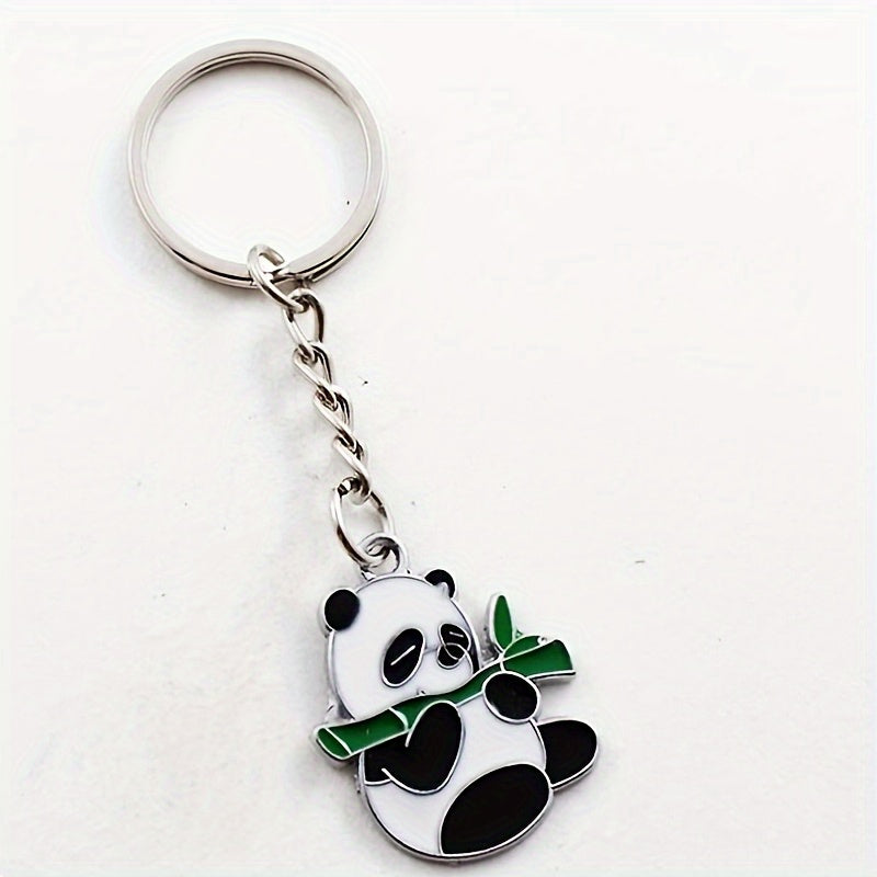 Cartoon Panda Enamel Keychain Animal Key Ring Purse Bag Backpack Car Charm