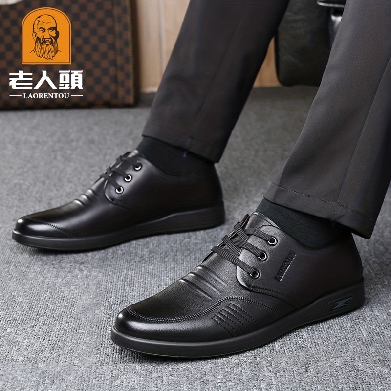 LAORENTOU Men's Leather Dress Shoes Non Slip Lace up Formal Shoes