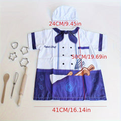 Kids Pretend Play Kitchen Set Chef Costume with Hat and Accessories