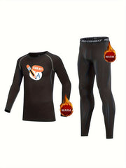 2pcs Kids Compression Fleece Sets Long Sleeve Pullover & Pants