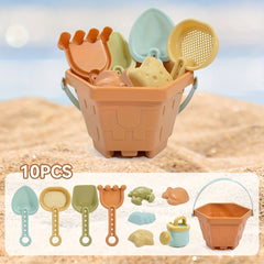 10pcs Beach Bucket Set Boys Girls Sand Toys Random Animal Molds Water Can