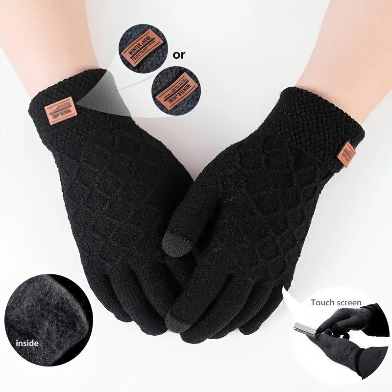 Extra Thick Winter Gloves Touchscreen Double Layered Warmth