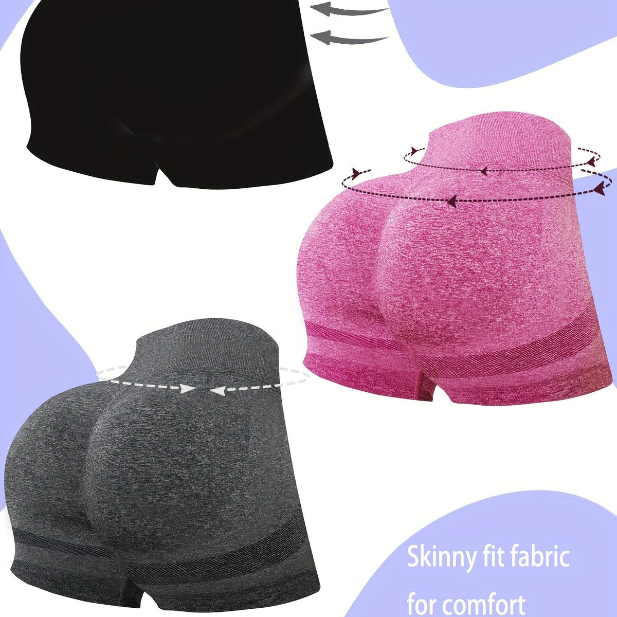 3pcs Seamless High Stretch Yoga Shorts Fitness Running Sports Women's Act