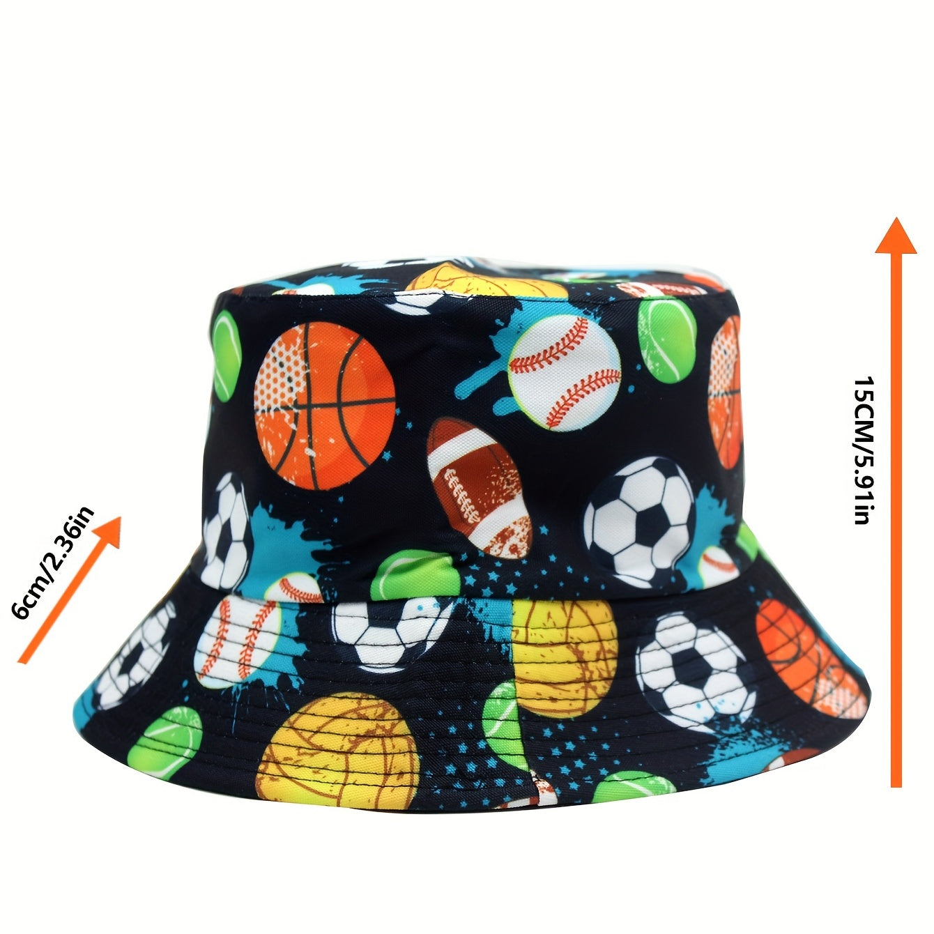 Football Print Fisherman Hat Outdoor Sun Visor