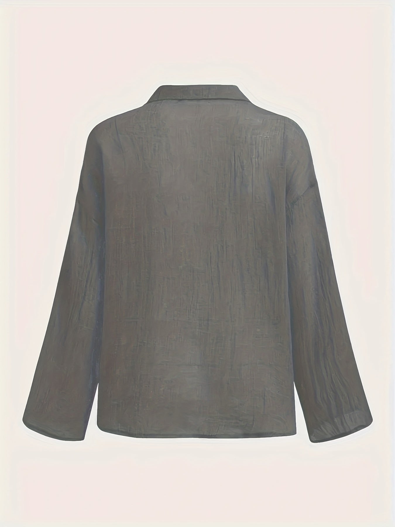  Solid Button Up Roll Up Sleeve Blouse