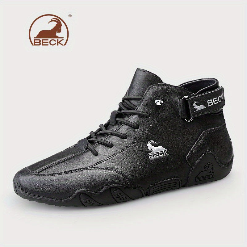 Men's Leather Lace-up Sneakers Comfortable Walking Shoes