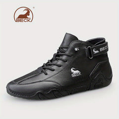 Men's Leather Lace-up Sneakers Comfortable Walking Shoes
